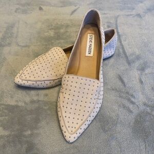 Steve Madden Feather Studded Loafer Light Grey Suede, Women's size 7.5